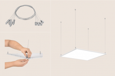 LEDON LED-Panel Suspension Kit - 200 cm Edelstahl