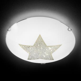 Honsel 22362 LED-Deckenleuchte Stern Kristall - 24W Warmweiß | Chrom | Nein